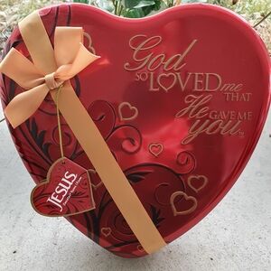 Valentine Heartfelt Red Gift Box with Gold Ribbon With Inscription